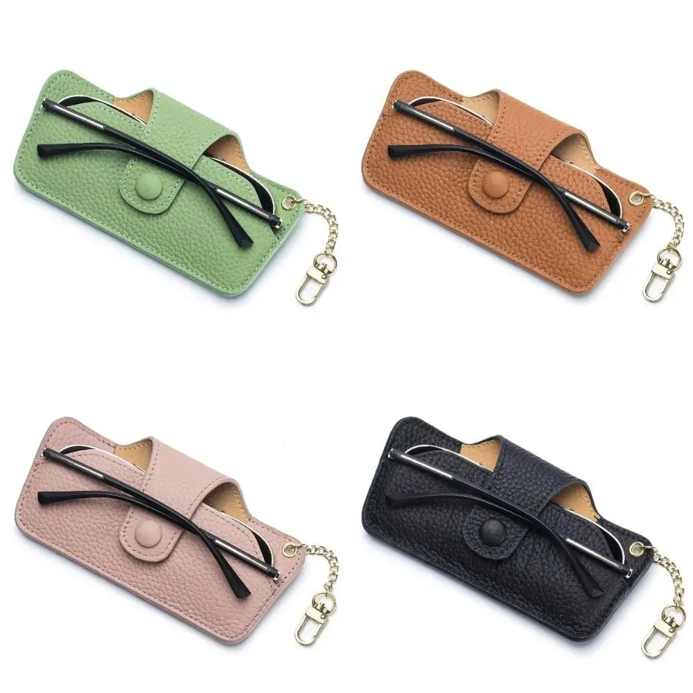 

Portable Genuine Leather Glasses Case Handmade Cowhide Leather Sun Glasses Spectacle Case with Bag Pendant Retro