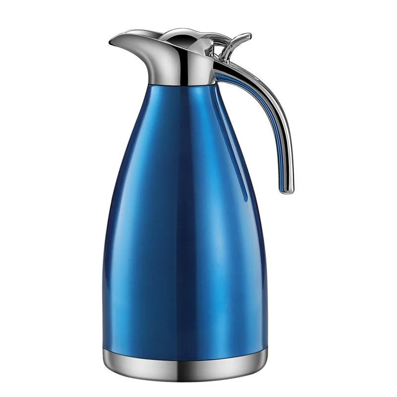 Stainless Steel Insulated Vacuum Flask,2L Thermal Coffee Carafe with Leak-Proof Lid,24H Hot/Cold Retention Water Kettle for Home
