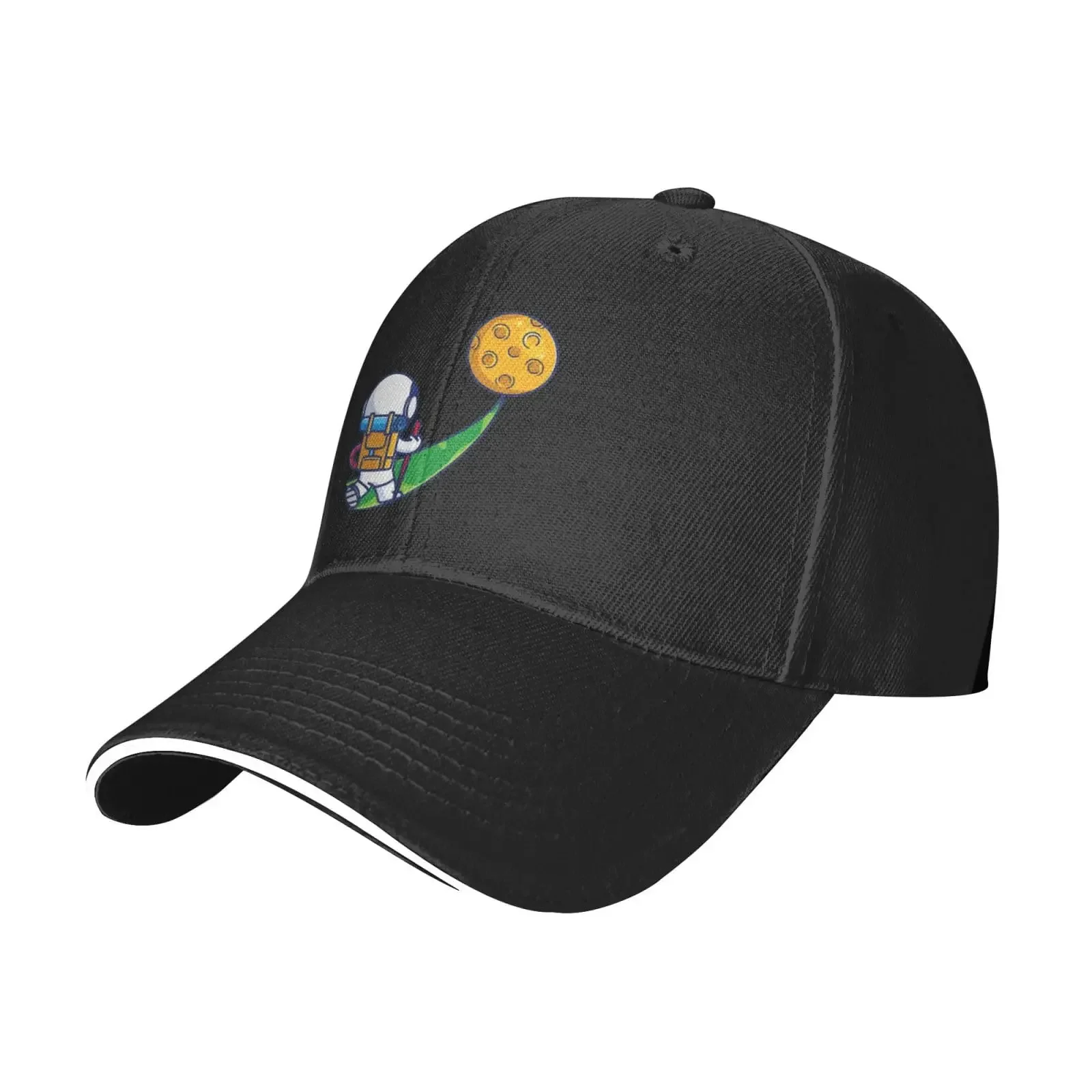 Cute Astronaut Trekking to The Moon Baseball Cap Women Men Hats Adjustable Printing Sandwich Brim Hats Sports Sunhat For Daily