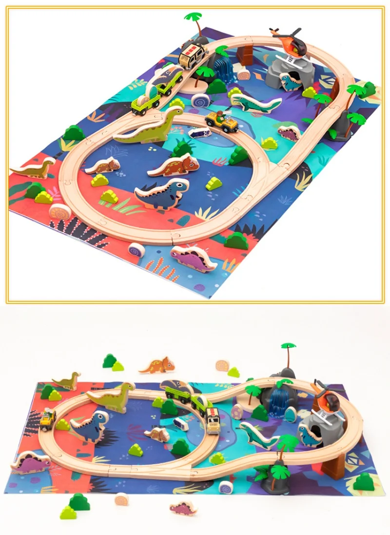 

Детский деревянный трек PD98, детская игрушка, деревянный трек, автомобиль, джунгли, динозавр, сцена, совместим с деревянными треками, игрушка в подарок
