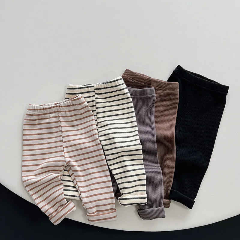 Leggings Grils Children Spring Autumn Korean Casual All-matching New Soft Comfortable Fashionable Stripe Cotton
