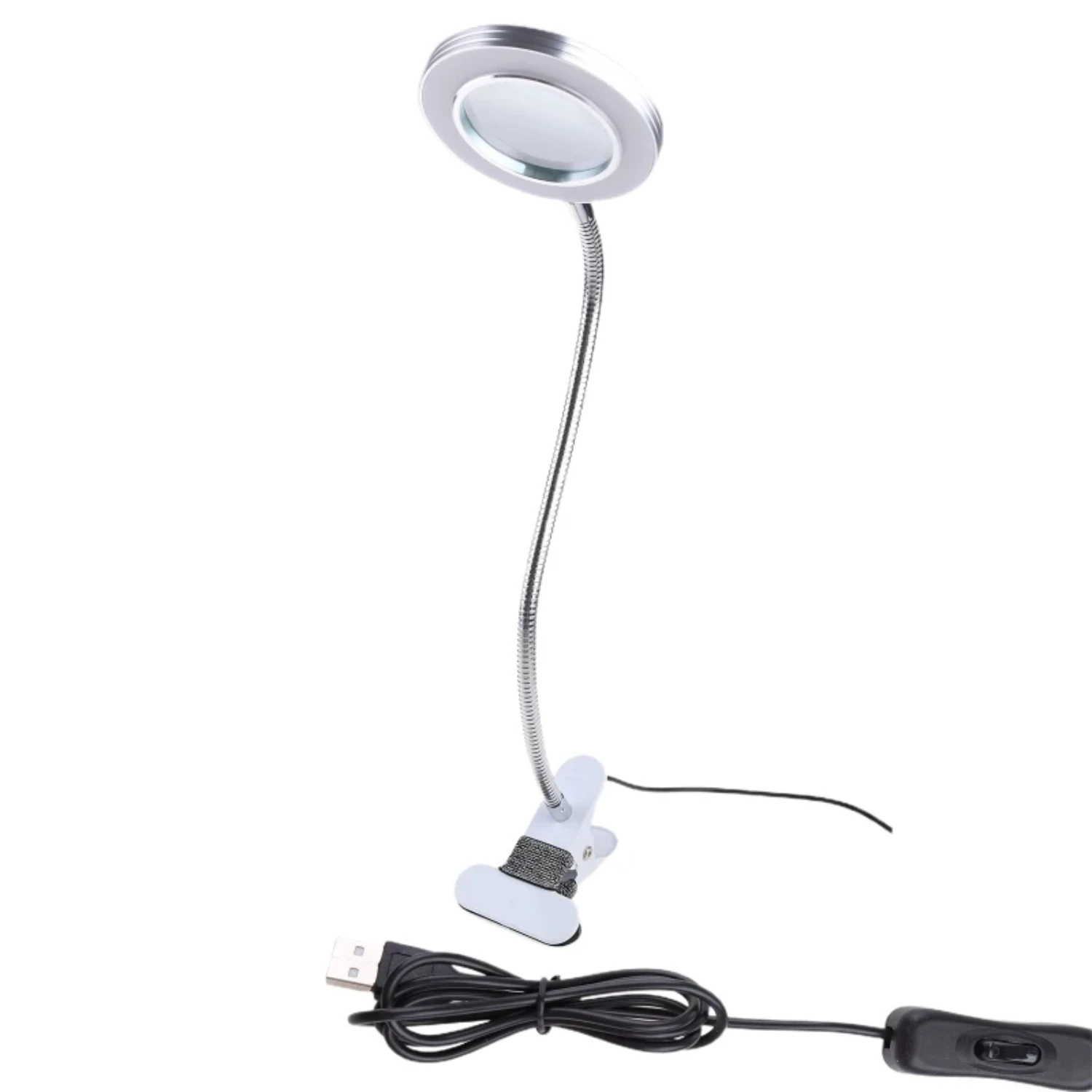 10X Glass Lamp with Light Magnifier Light with Clip Adjustable Flexible Lamp with USB Powered