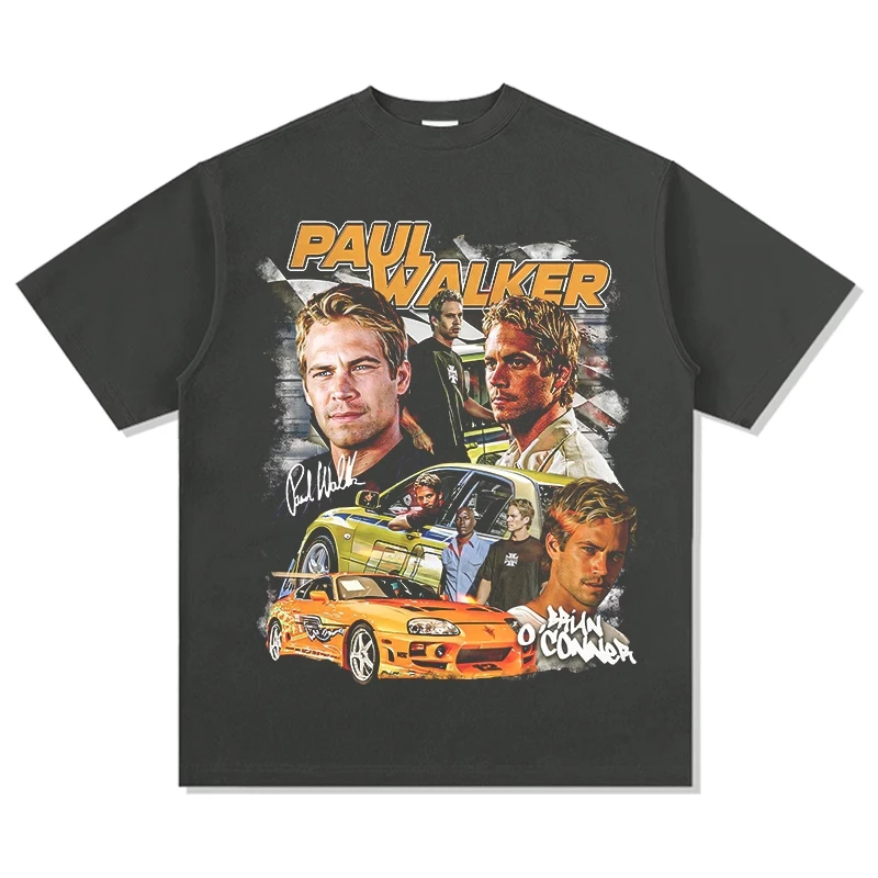 Fast Furious T Shirt Paul Walker Print T Shirts Fashion Vintage Trend Tops Pure Cotton Adult Child Clothing Streetwear Loose Tee