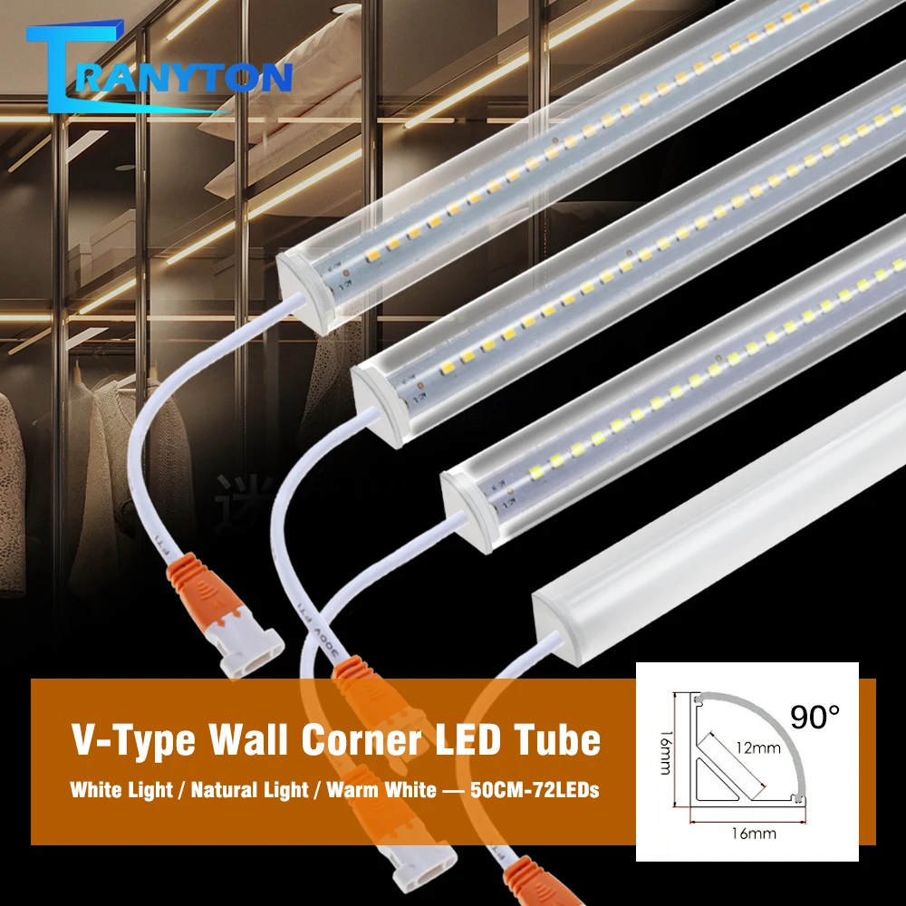 Led Tube Light With Switch Wire 220V 50cm Lighting Lamps CLeaR Milky Shell For Living Room Bedroom Closet Kitchen Lamp