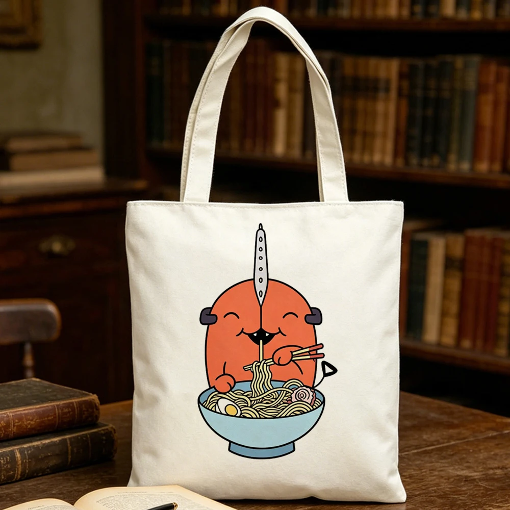 Chainsaw Man tote bag sac cabas foldable y2k reusable canvas  woman