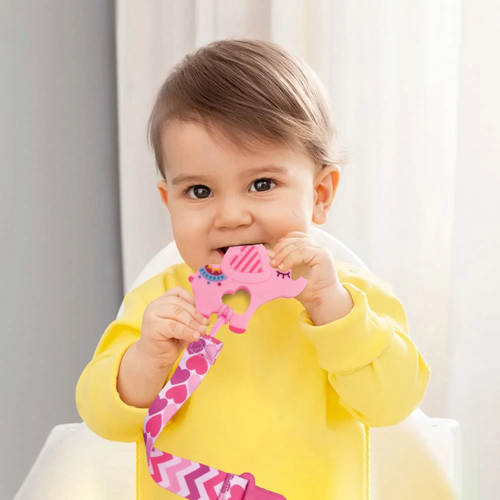 Girls pink teething toys, creative simulation remote control design teether , 3-12 months baby, food-grade silicone material