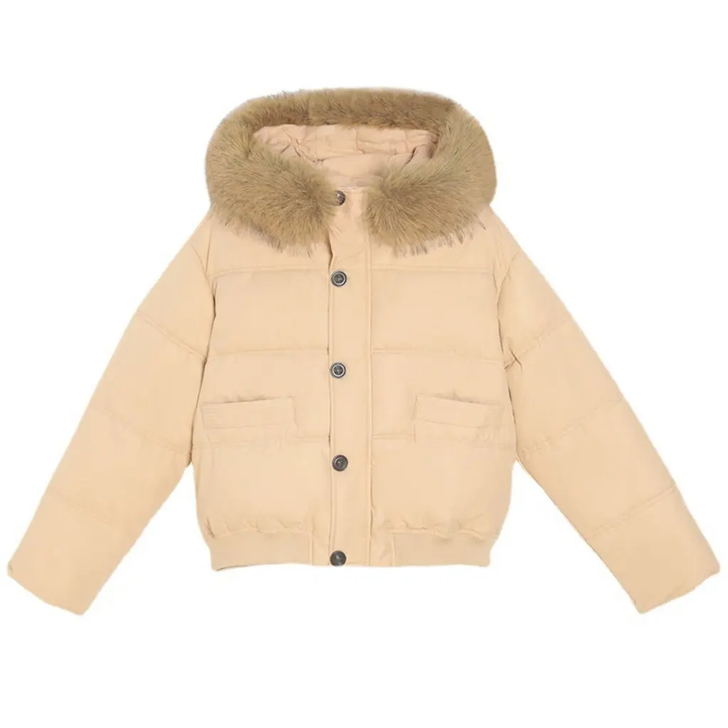 

Women's Korean down Cotton-Padded Jacket Large Wool Collar Short Design Thickened New Style for Students