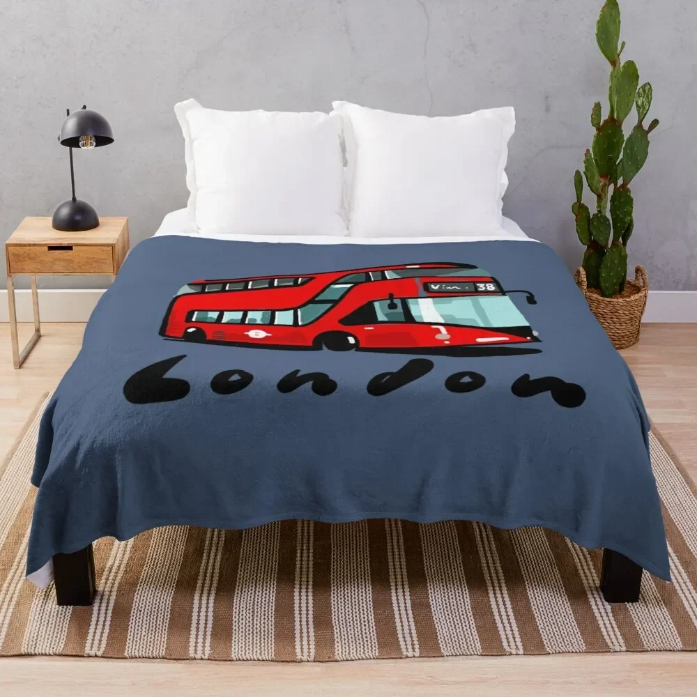 

London red bus double decker Throw Blanket Soft Plush Plaid cosplay anime Blankets