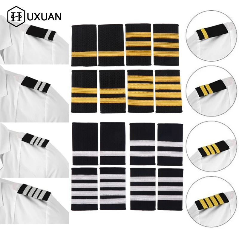 Epaulettes Professional Pilot Uniform Epaulets Silver Gold Stripe Shoulder Badges Metal Wire Woven Tape Aviation Uniform Epaulet