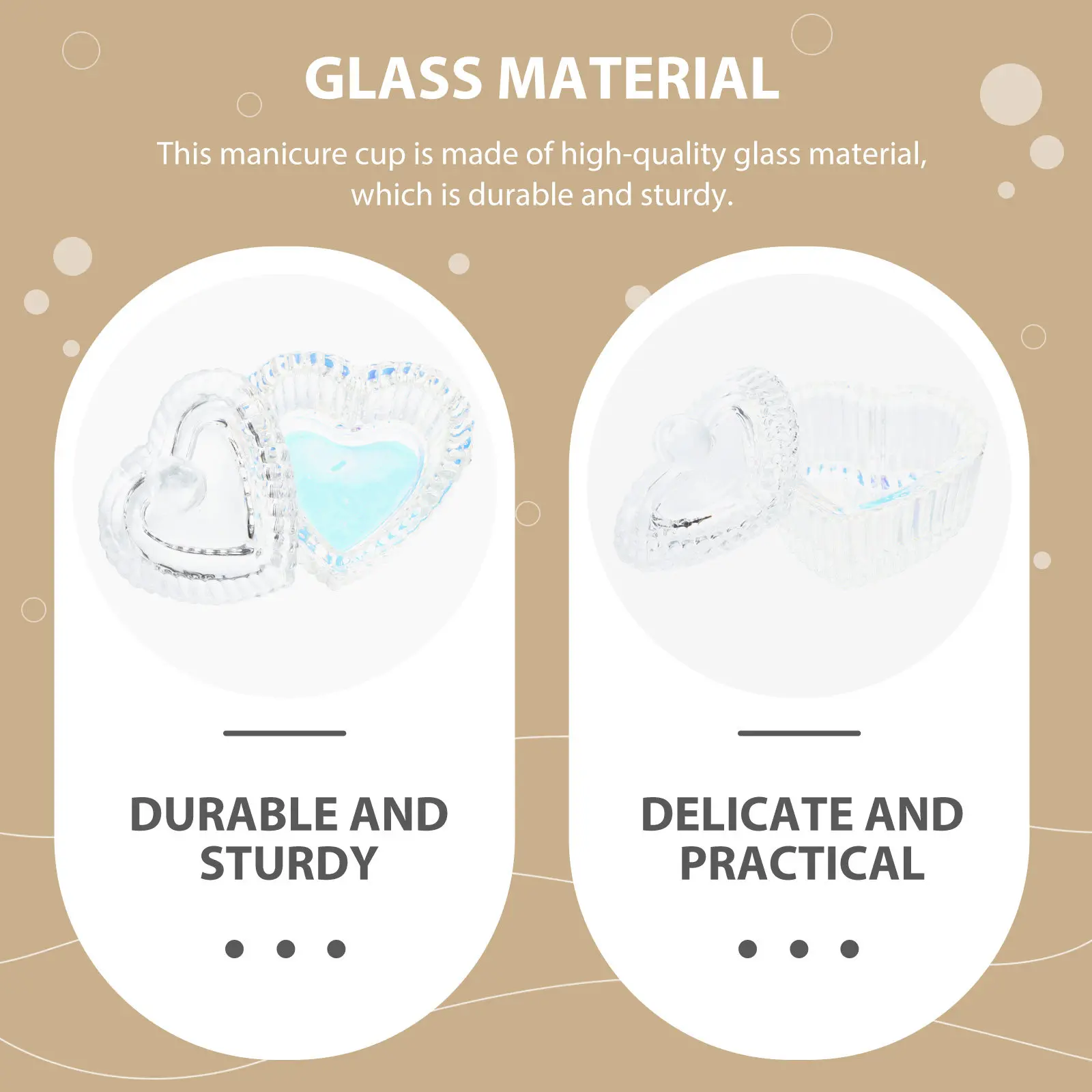 

2Pcs Nail Glass Cups Manicure Mixing Accessory Heart Shape Cup for DIY Nail Art Use Portable Convenient Storage Decor Bowl