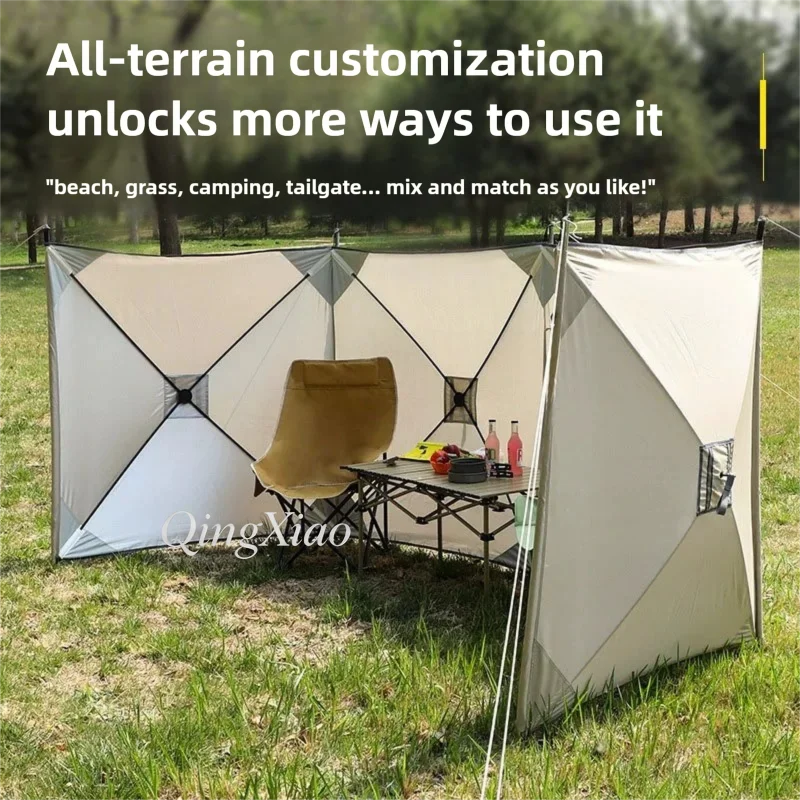 4-Panel Foldable Camping Windshield BBQ Wind Guard Lightweight Outdoor Stove Wind Shield for Picnic Camping and Cooking 1.4x5.6m