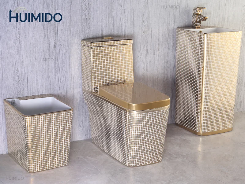 Pate bathroom Floor-to-ceiling Arabic bathroom Wc ceramic floor Standing integrated luxury gold bathroom