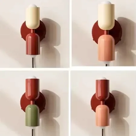 Nordic Minimalist Double Head Wall Lamp Modern Bedroom Bedside Living Room Background Wall Light  Decor Fixture
