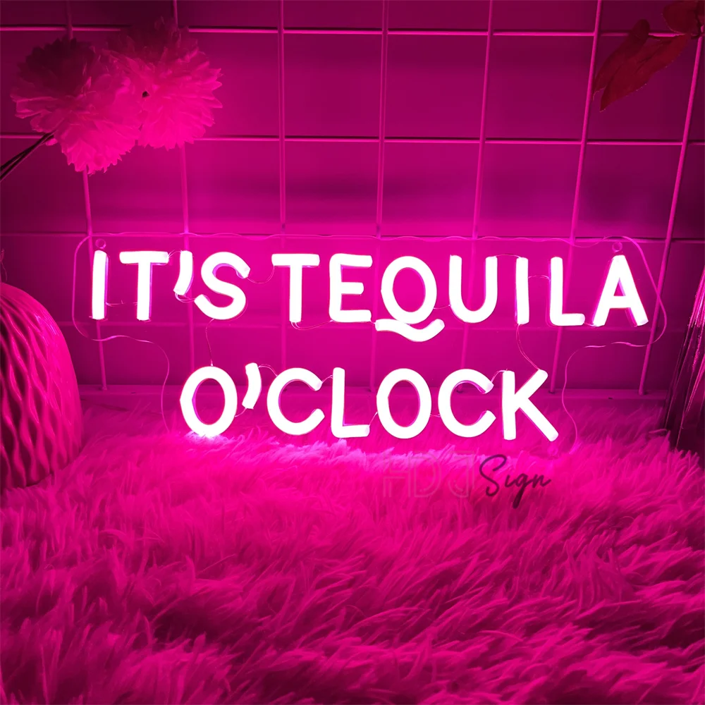 It's TEQUILA O'CLOCK  Neon Led Signs Coffee Bar Pub Bedroom Decoration LED Neon Lights USB Bar Party Club Room Wall Decor Signs