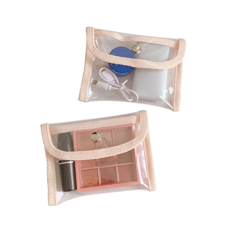 Bolsa de almacenamiento de cosméticos pequeña transparente para mujer, bolso de Pvc a la moda para lápiz labial, llaves, auriculares electrónicos,