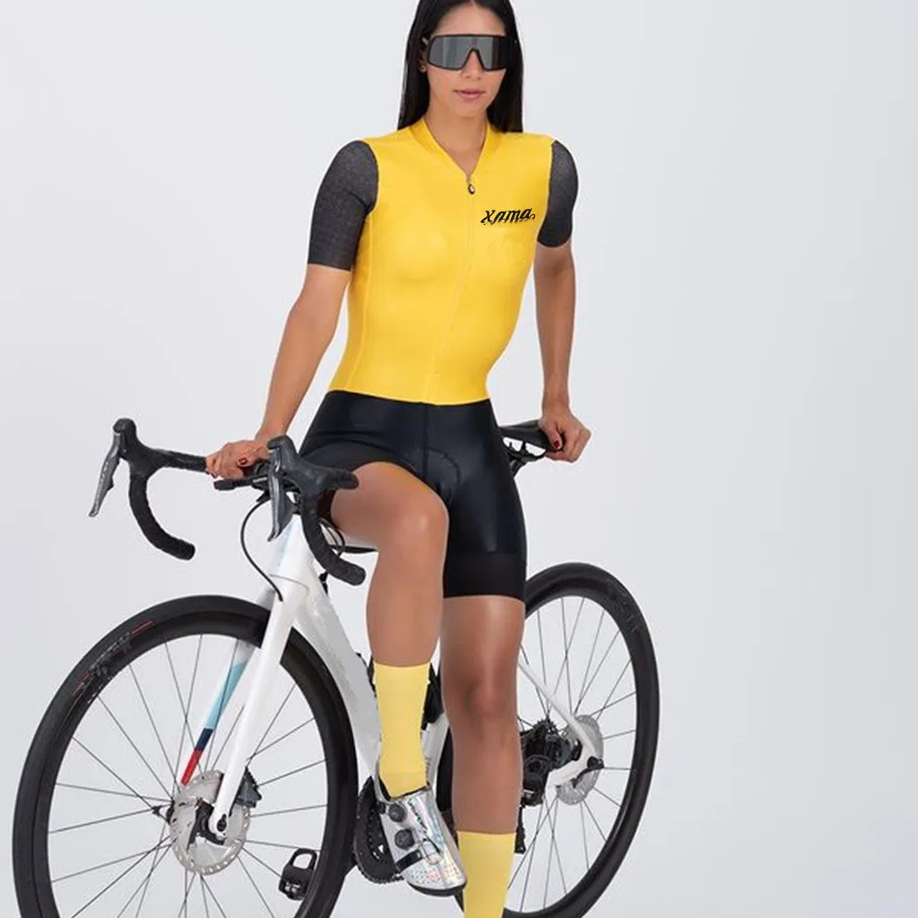 XAMA Women's cycling clothes little monkey short sleeve summer suit one-piece suit Bicycle cycling road bike sports Pro