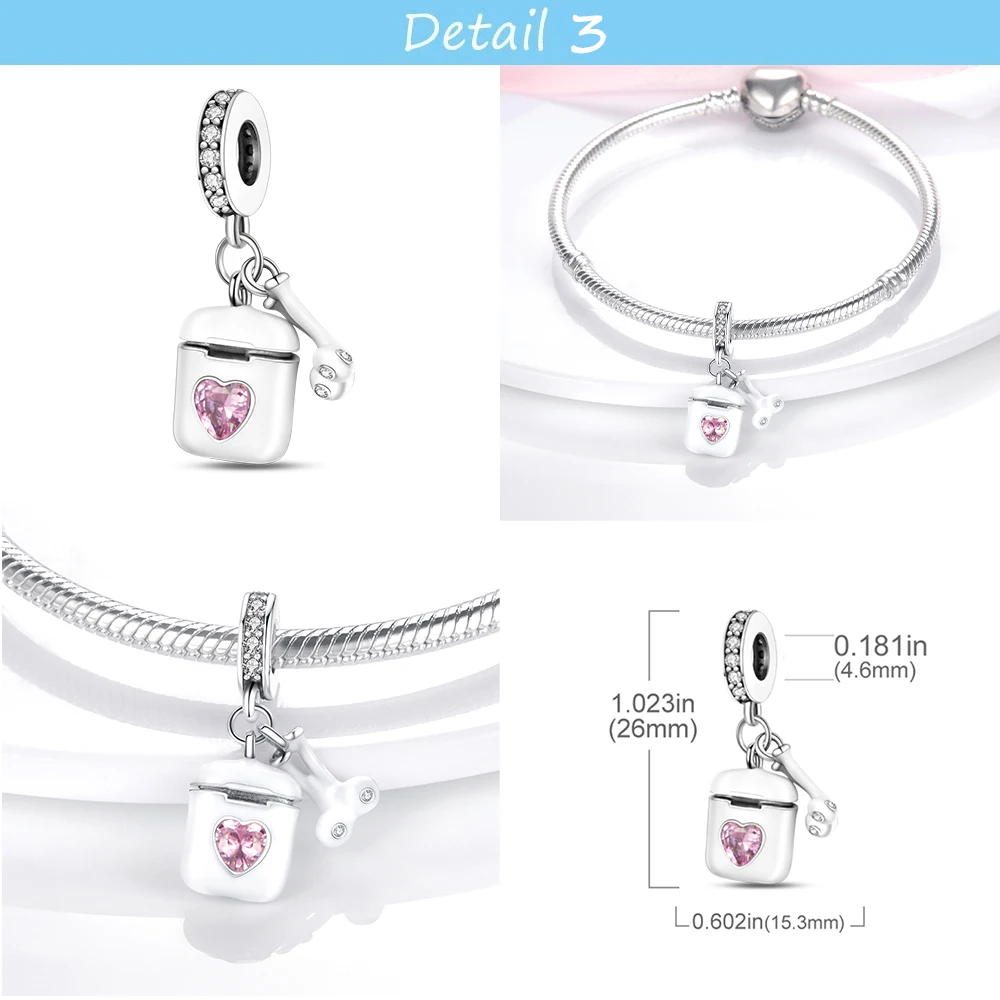 Silver Plated Oiginal Design Color Music Guitar Microphone Dangle Charm Fit Bangle Bracelet Bead Women DIY Jewelry Making