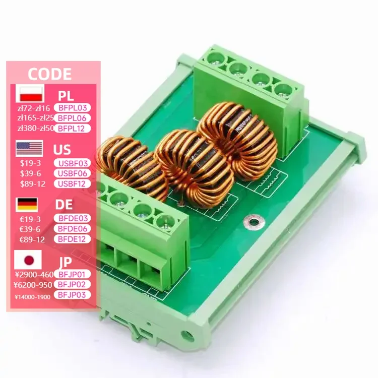 Staffa EMI del filtro di alimentazione CA per installazione su guida PLC anti-interferenza con motore asincrono trifase 380V