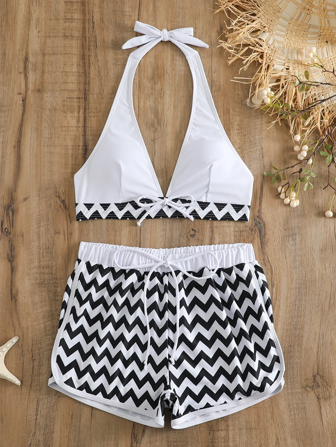 

Новый сексуальный купальник с лямкой на шее, женский купальник из двух частей, танкини, купальный костюм с эффектом пуш-ап, танкини с шортами, женские купальные костюмы, плавки