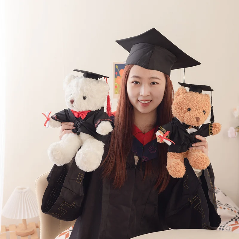 Cute Doctor Cap Bear Doll Graduation Bear Plush Doll Stuffed Plush Toys For Birthday Graduate Gifts For Student Boys And Girls