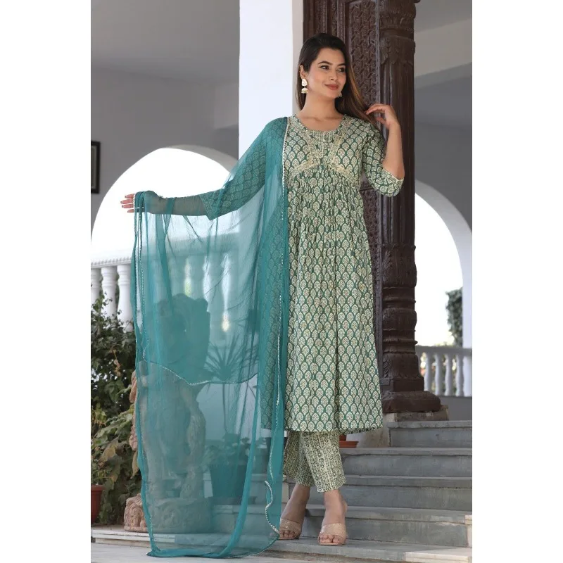 Alia Cut Rayon Fabric Salwar Kurti Pant & Dupatta Embroidery Dress