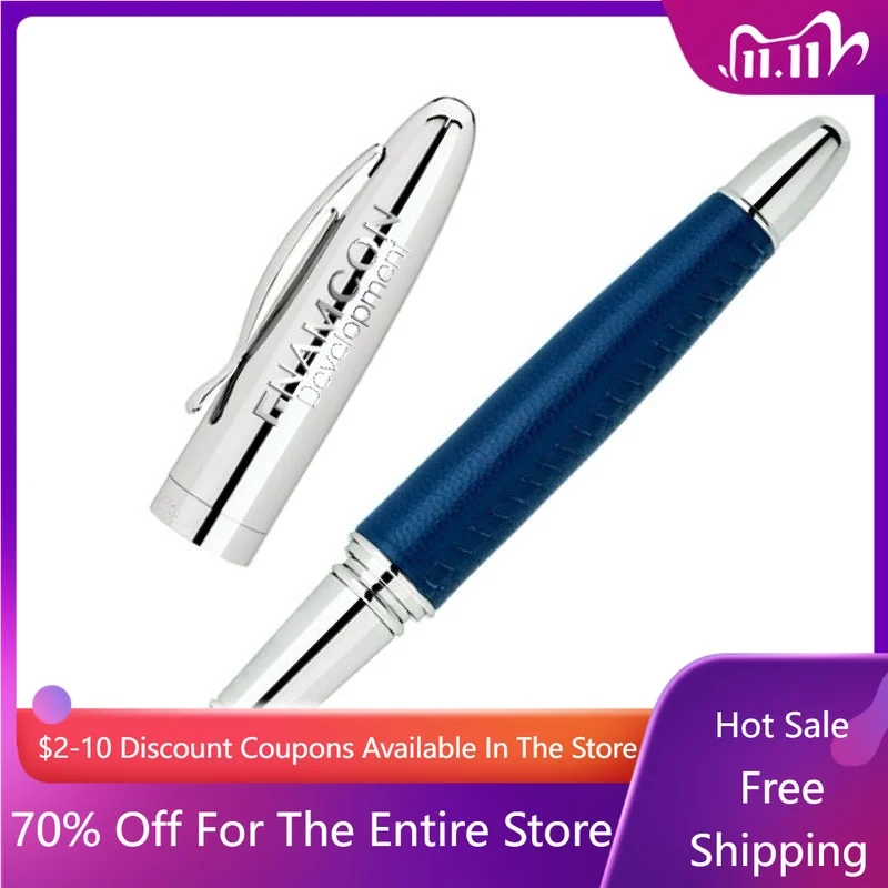 

European Style Leather Metal Pocket Ballpoint Pens Business Travel Neutral Pen Schmidt 888 Black 0.6mm Pen Core Cut Pen Refill