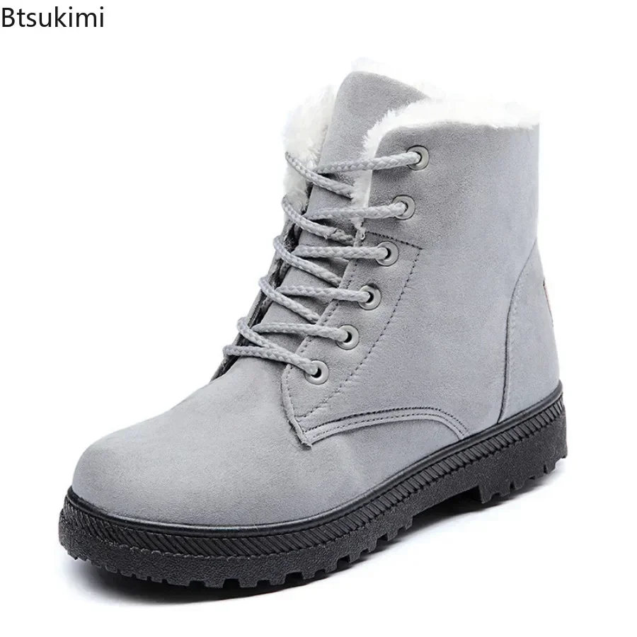 2024 Women's Winter Warm Snow Boots Shoes Casual Ankle Boots Female Light Weight Winter Low Heels Lace Up Boots for Women Shoes