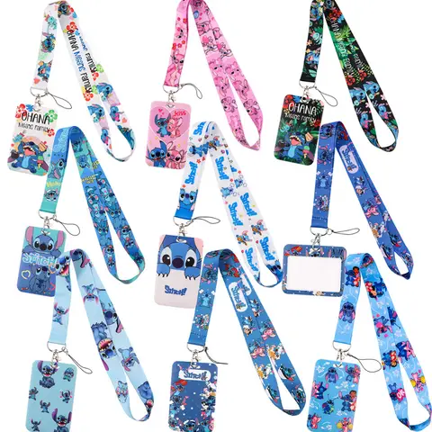 Stitch card holder lanyard Neck Strap Lanyards ID badge card holder keychain Mobile Phone Strap Gift Ribbon webbing necklace