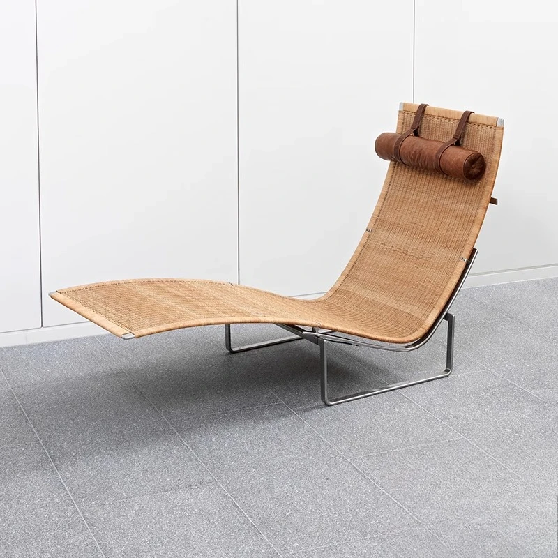 

Designer rattan recliner medieval Bauhaus leisure chair Nordic homestay minimalist cowhide balcony chair