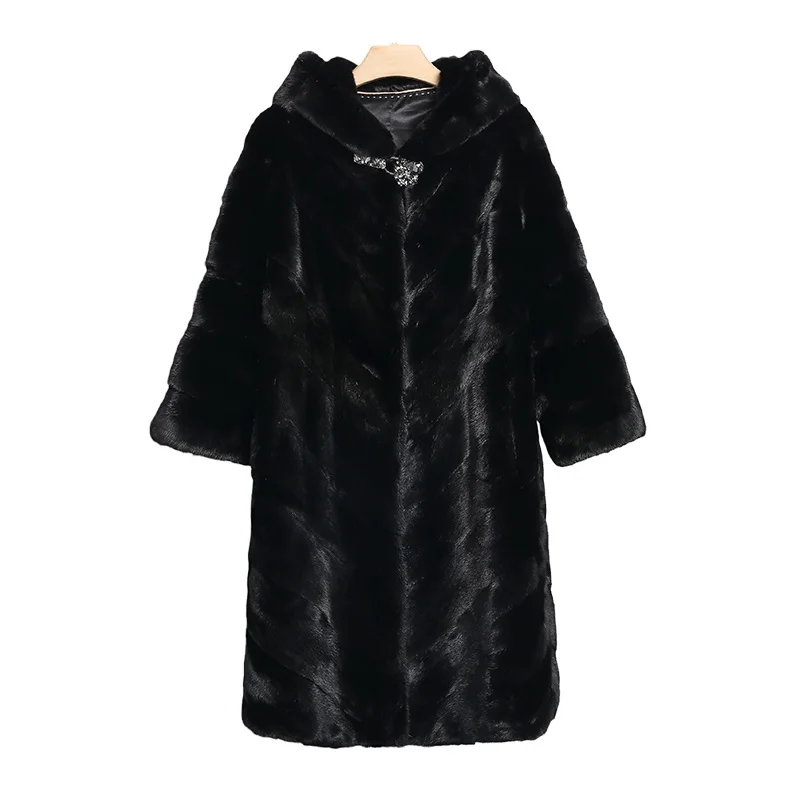 Mink Patty Cross Coat para mulheres, Mink Fur Grass Coat, Pet Powder, Casaco espessado de inverno, Todo