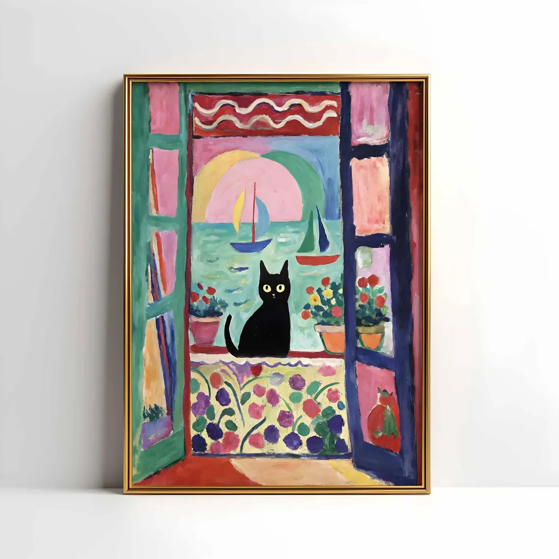 Henri Matisse Cat Print: Trendiges Poster mit offenem Fenster (digitaler Download)