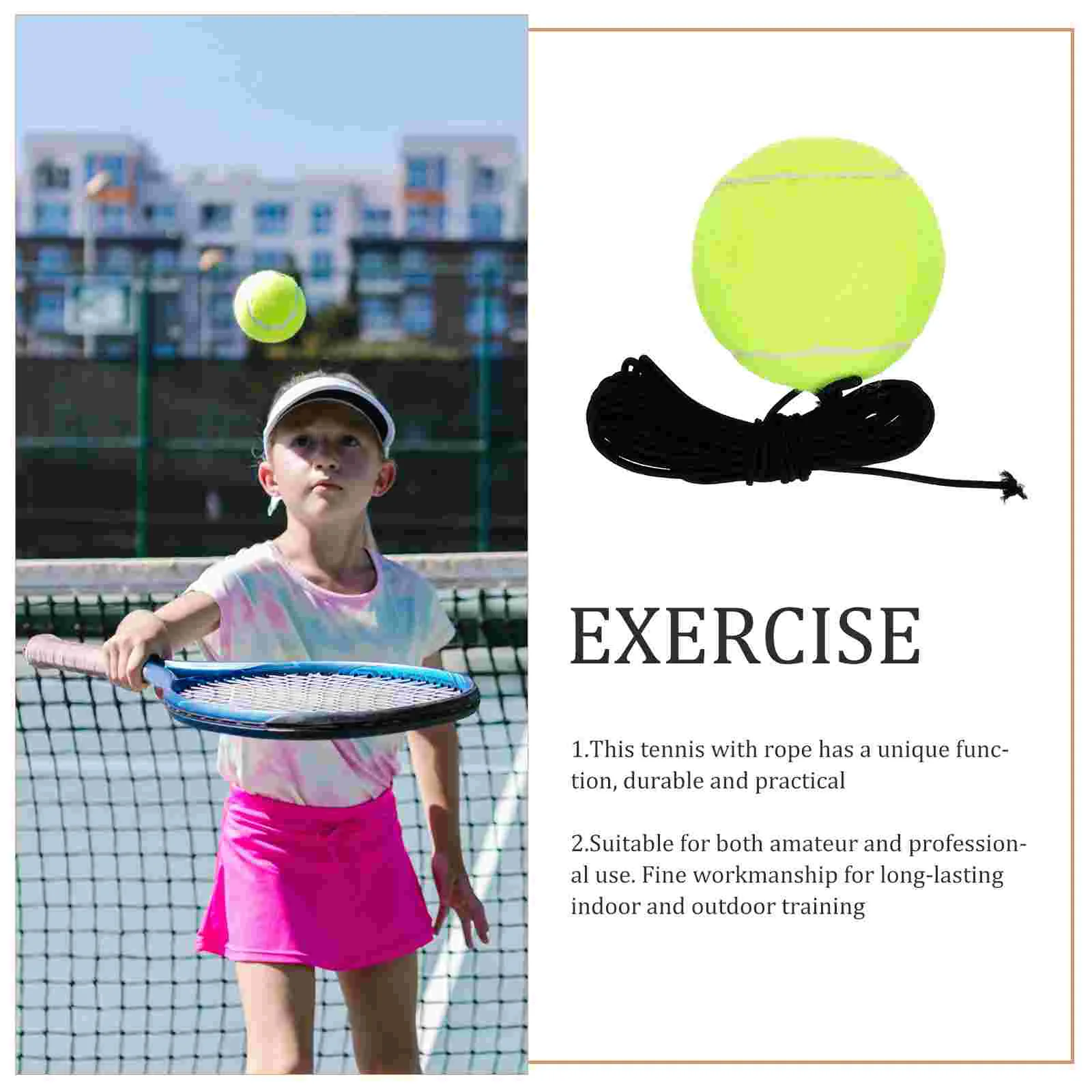 2 Pcs Tennis Training Balls High Elastic Practice Rubber for Self Play Outdoor Sport Beginner Child Skill