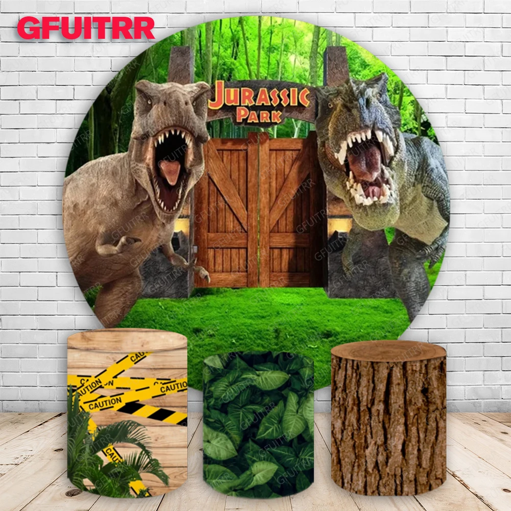 

Jurassic Dinosaur Photo Backdrop Boy Birthday Party Decoration Round Photography Background Cylinder Cover Baby Shower Prop