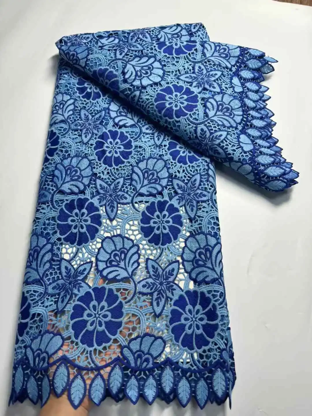 

African Water Soluble Nigerian Embroidery Cord Lace Fashion Guipure Fabric Fashionable Sewing Senegal Traditional Clothes AH1548