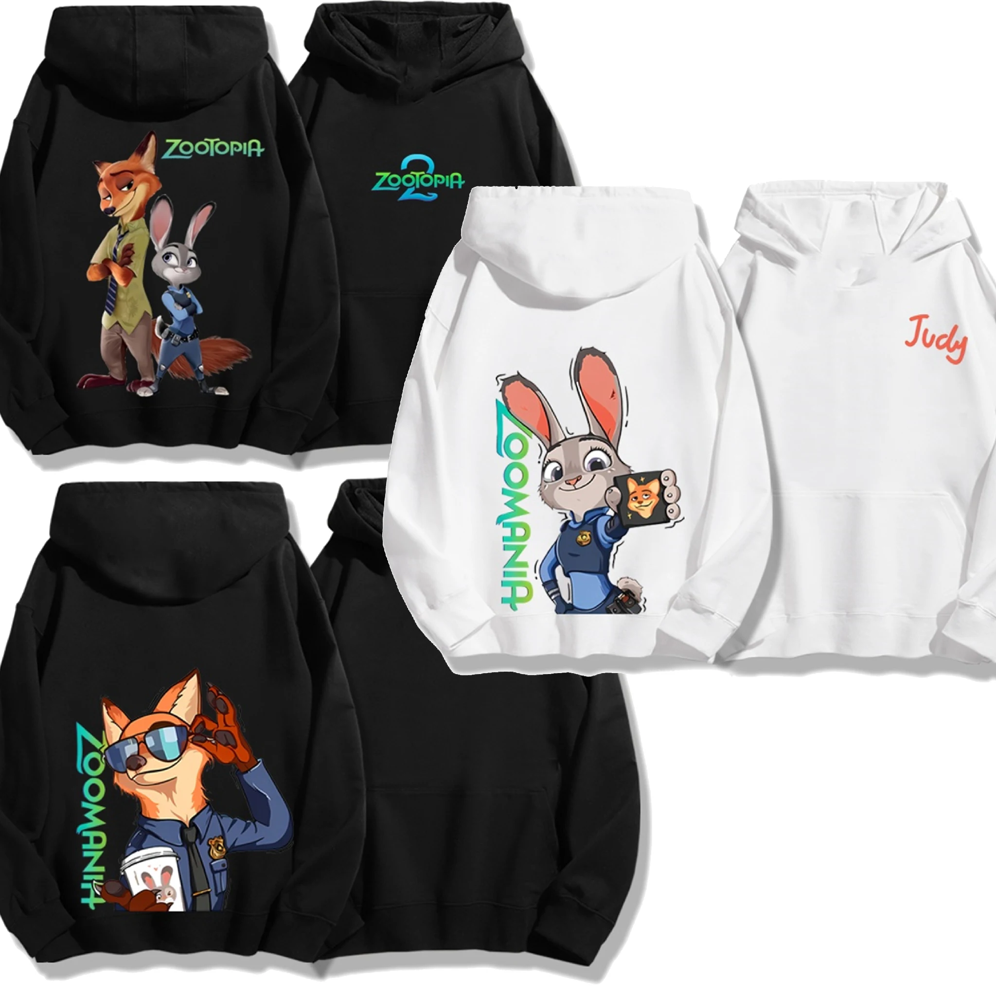 

Disney Zootopia 2, унисекс с принтом «Джуди Хоппс и Ник Уайлд», одинаковый хлопковый свитшот с капюшоном для пар, повседневная одежда для дома, толстовка