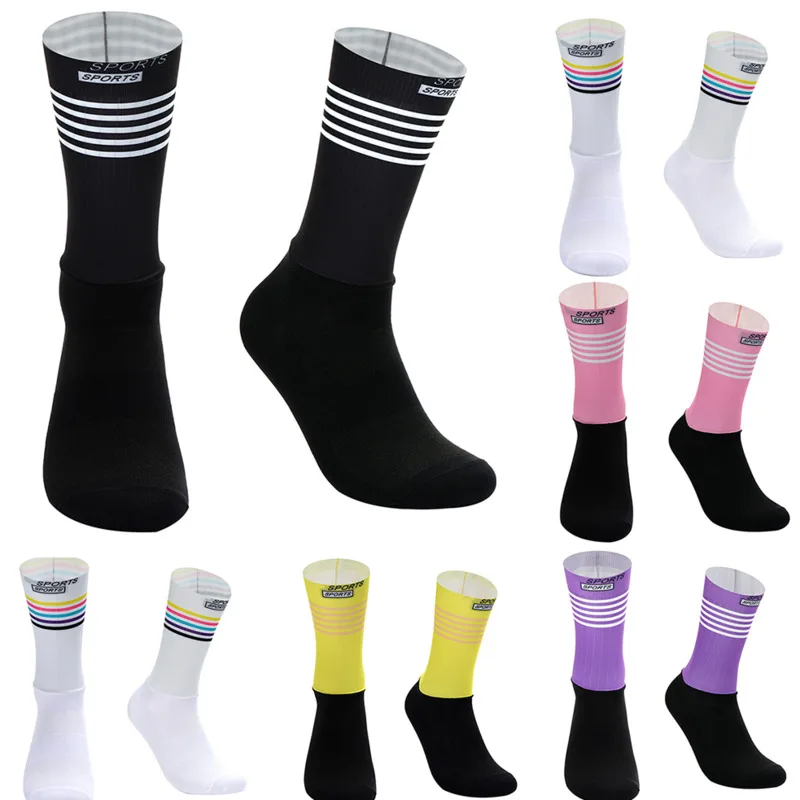 

Ice-silk MTB Cycling Socks Elastic Fit Professional man Cycling Comperssion Sports Socks Comfortable Improve Muscle Strength