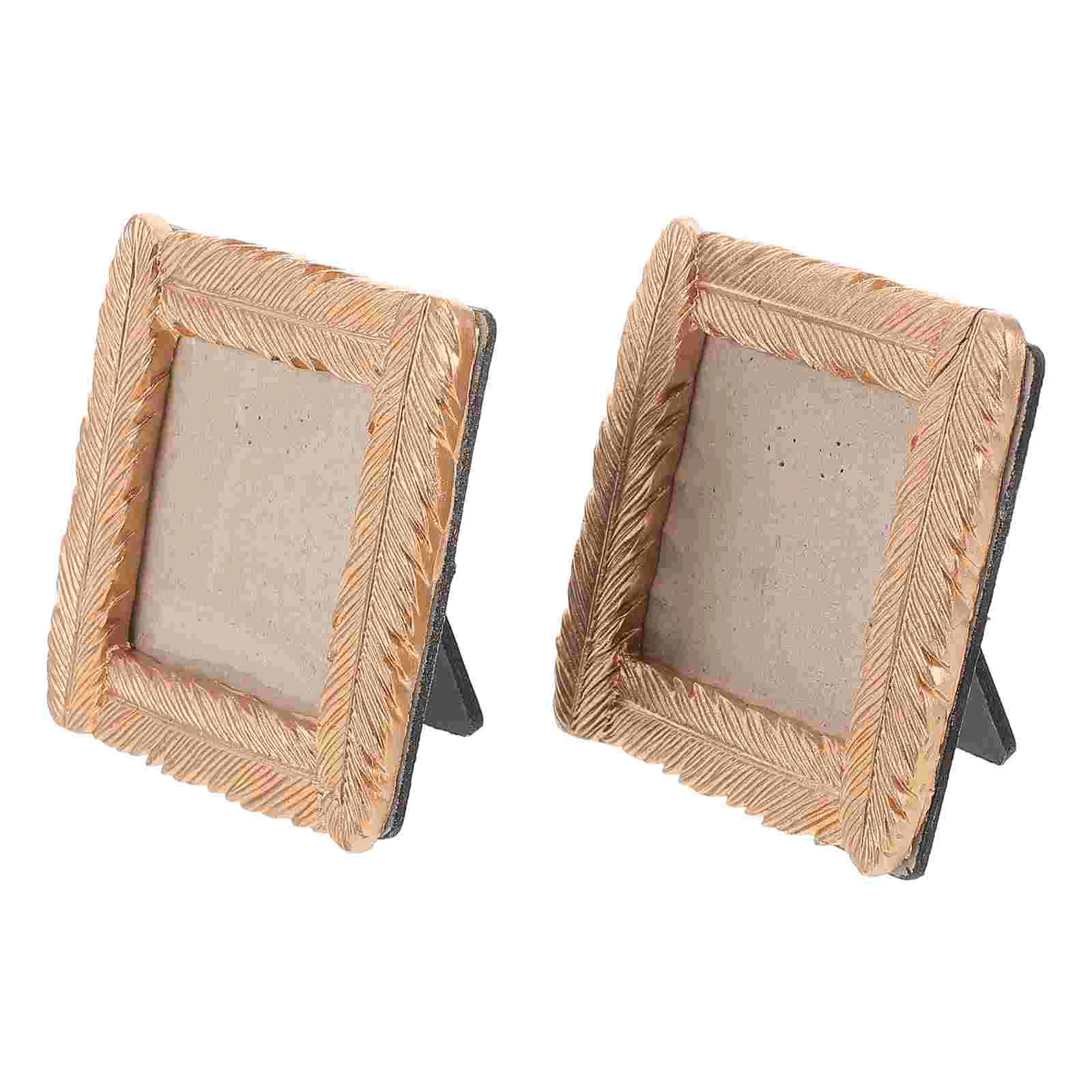 

2 Pcs Picture Photo Folder Small Frame Table Decor Miniature Square Frames Girl Tiny