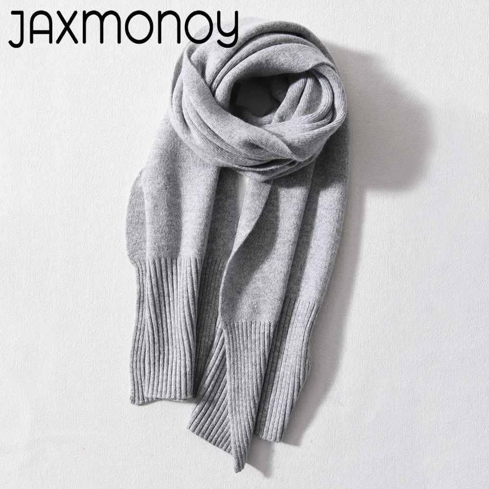 Jxwatcher Women\'s Scarf Winter Warm High Quality Cashmere Muffler Fashion Wool Knitted Scarves for Ladies Solid Color Female New