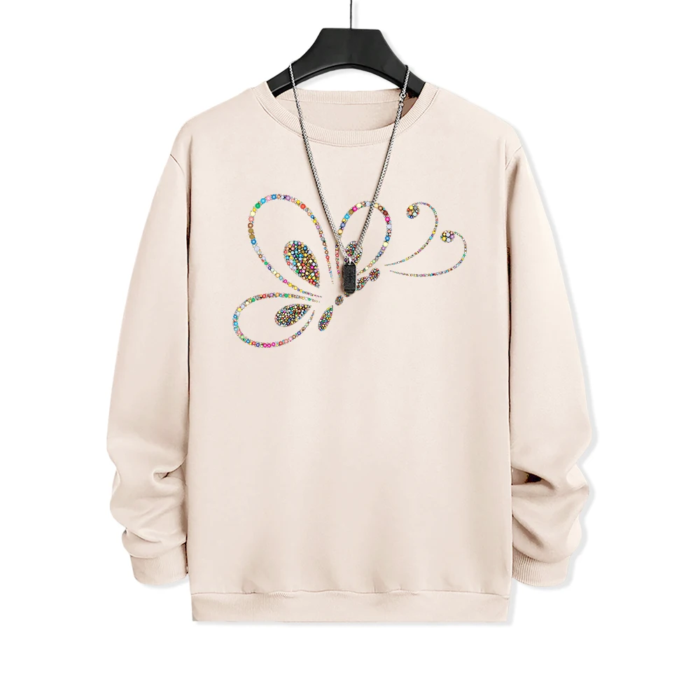 Colorful Beads Flying Butterflies Hoodie Men Casual Hip Hop Hoodie Personality Autumn New Hoody Crewneck Fleece Mens Clothing