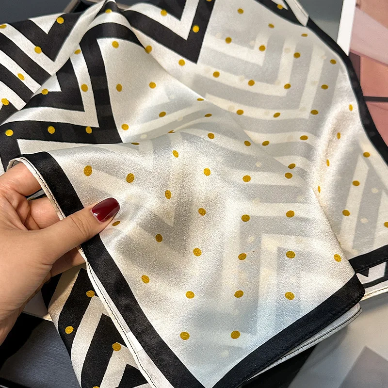 

New 100% Pure Real Silk Scarf Women Hair Foulard Bandana Square Headband Hijab Print Poncho Scarves Pashmina Écharpes шарф 65cm