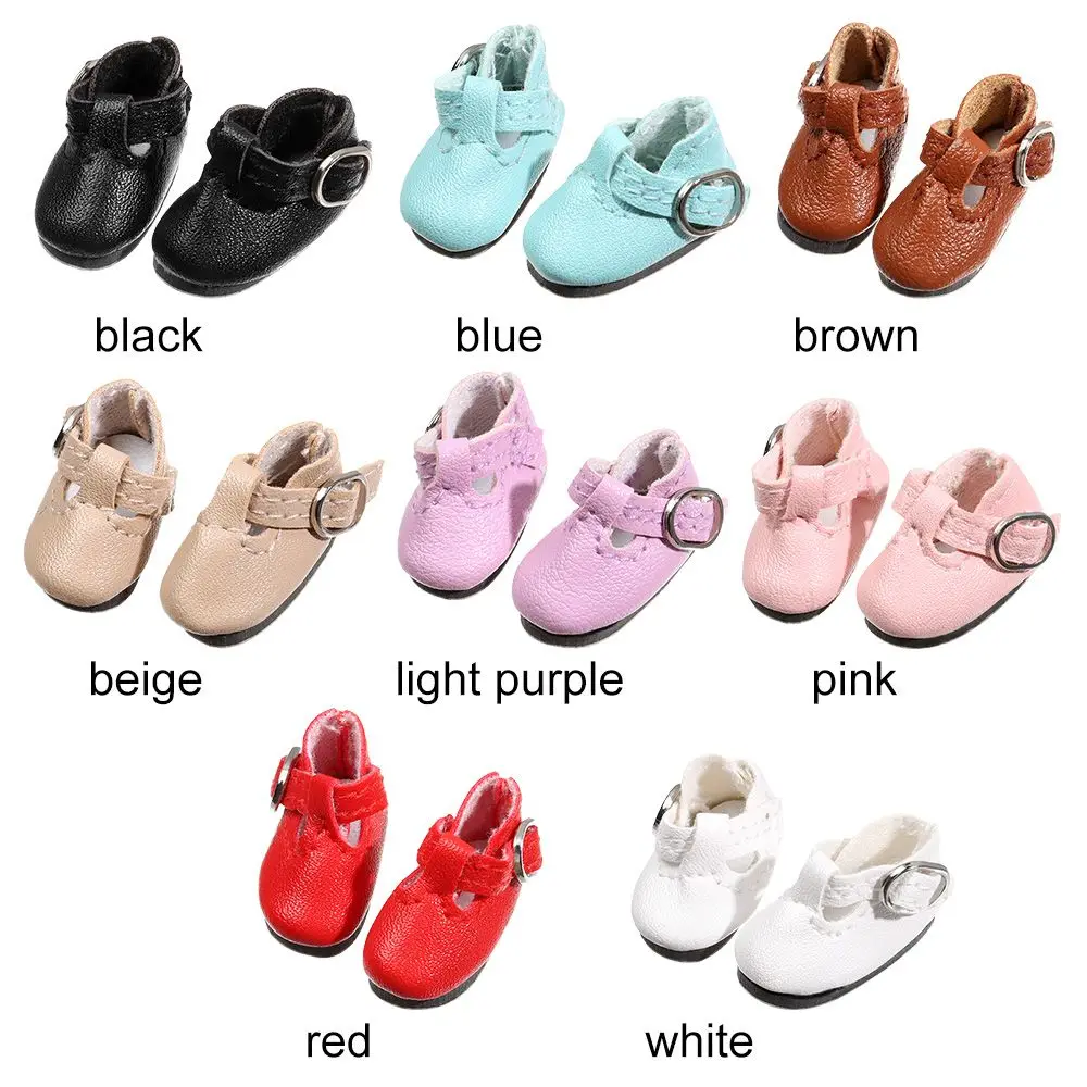 1 Pair Fashion Multicolor Doll Shoes PU Leather Cute Solid Shoes Fit 1/6 Scale Dolls Change Clothes Game Accessories 2.8*1.2cm