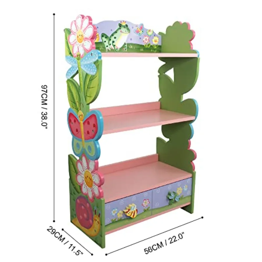 Fantasy Fields Magic Garden Multi-Tiered Wooden 's Bookshelf and Storage Drawers Multicolor