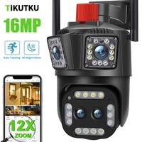 8K 16MP IP Camera 12X Zoom Four Lens Wireless WiFi Outdoor PTZ Security Home Protection Auto Tracking CCTV Video Surveillance