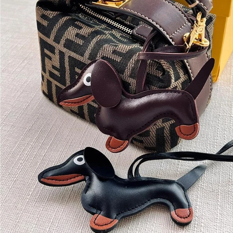 Men\'s Car Dachshund Bulldog Keychain PU Leather Dog Keychains Fashion For Women Bag Pendant Jewelry Key Chain