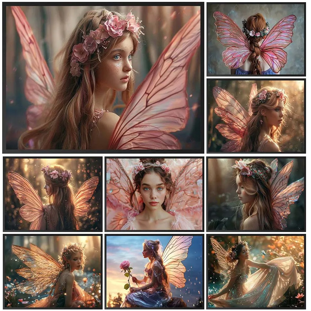 

Abstract Fairy Girls with Wings Prints Poster Wall Art Canvas Painting Home Decor Wall Pictures For Living Room Unframed