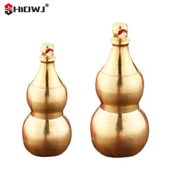 Traditional Chinese Natural Feng Shui Gourd Brass Handicraft Mini Storage Crafts Buddhist Good Luck Home Ornament Car Decoration