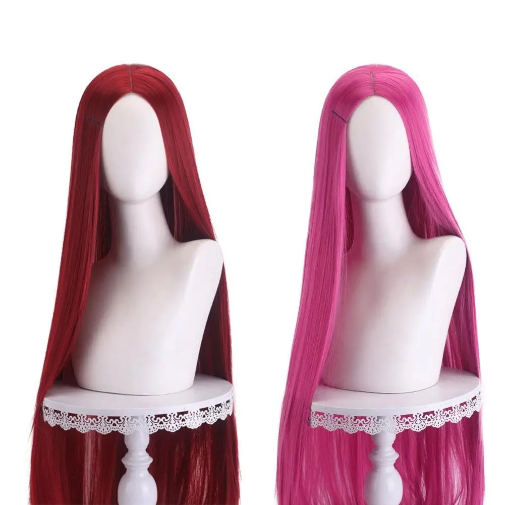 40Inch Long Straight Cosplay Wig Centre Parting - Blond/Pink/Red/Purple Heat Resistant Synthetic Hair, Perfect for Halloween Hol