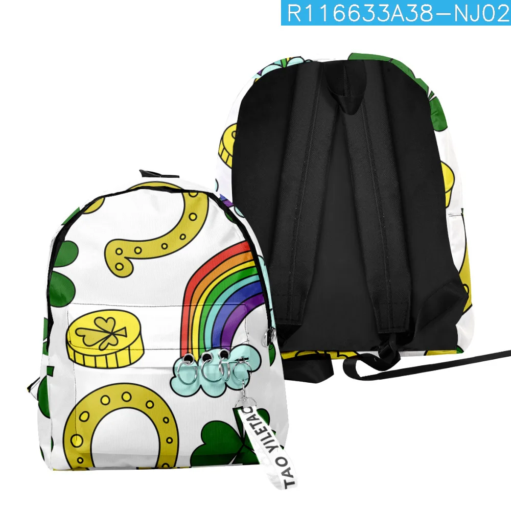 Classic Popular Lucky clover Backpacks Boys/Girls pupil School Bags 3D Print Keychains Oxford Waterproof Cute Small Backpacks