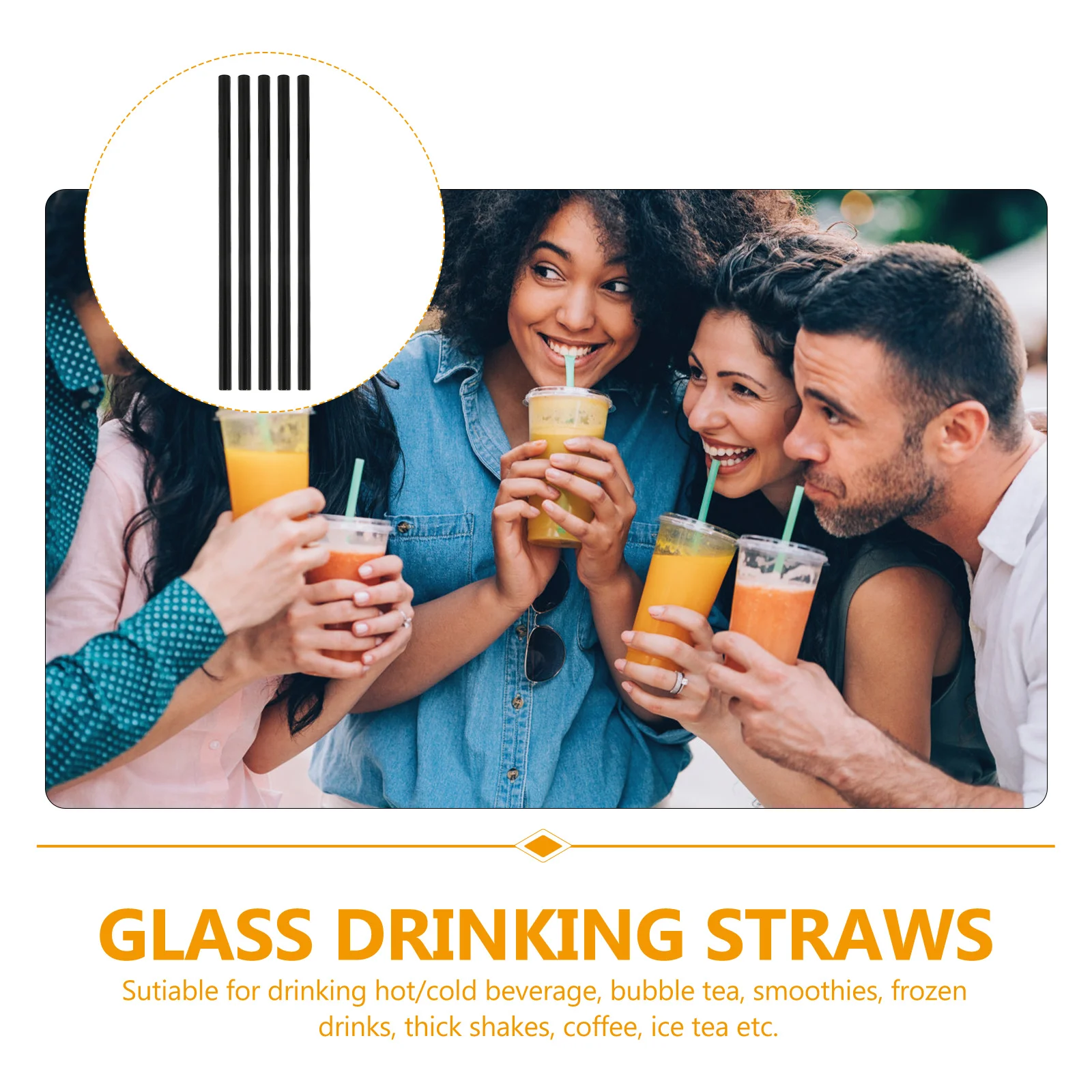 

10 Pcs High Temperature Resistance Straws Straight Drinking Transparent Glass Reusable