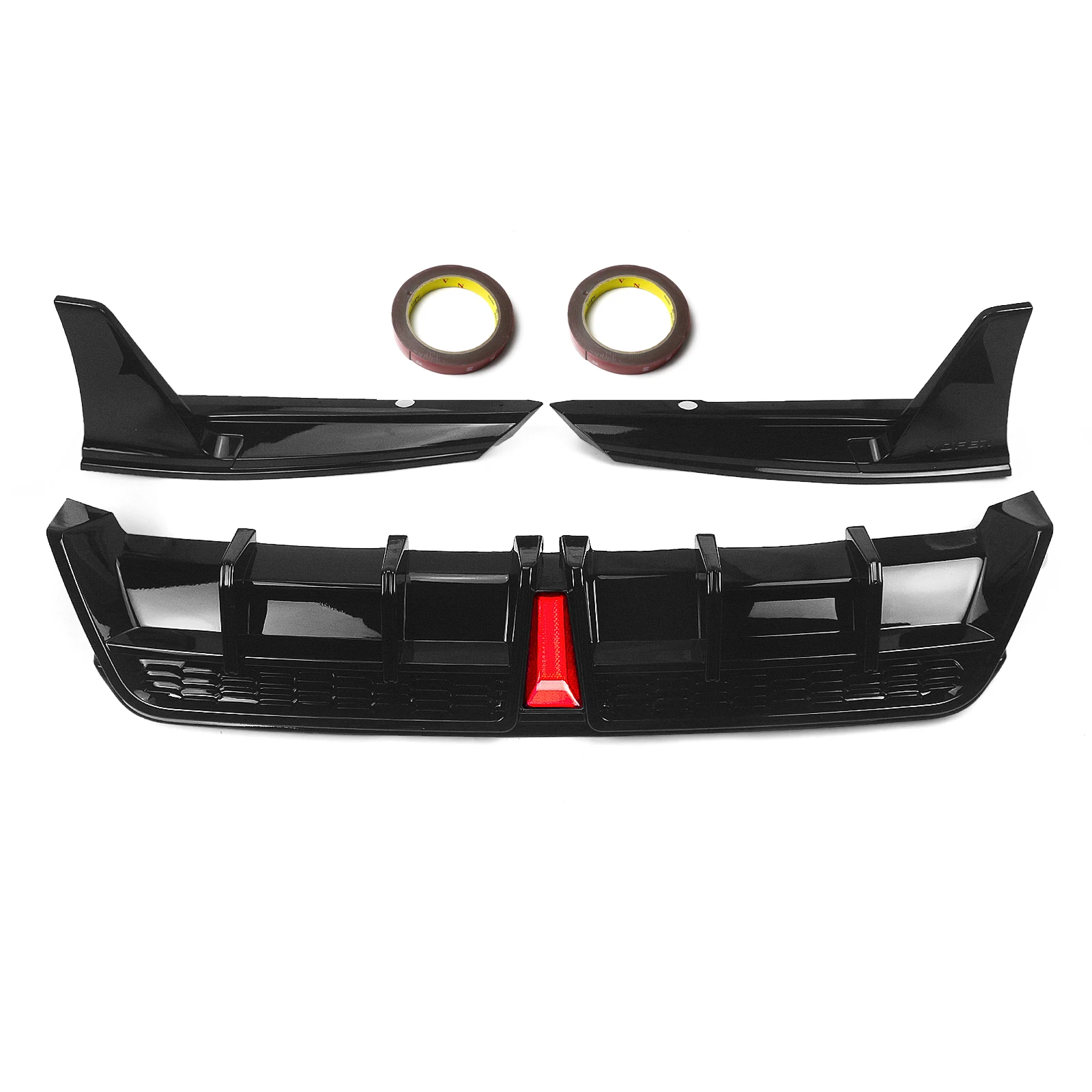 YOFER Gloss Black Rear Diffuser Bumper Lip Boot Spoiler Plate With Pilot Lamp  For Toyota Camry SE XSE Sport Model 2018-2024